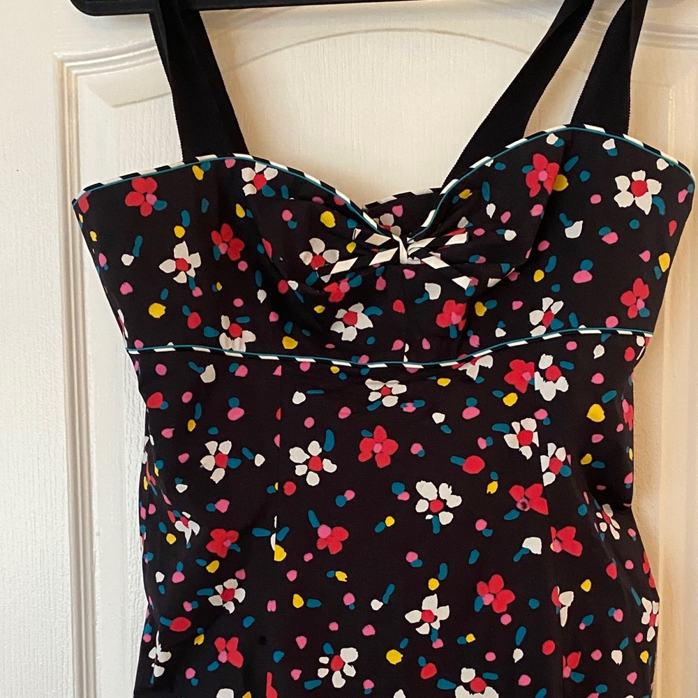 NWT Marc Jacobs Black Dress with Multicolor Polka Floral Print - Picture 4 of 8